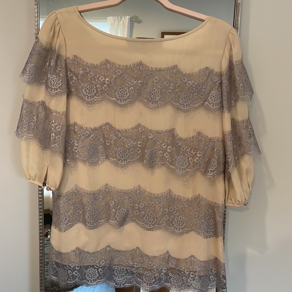Olivine Gabbro Silk and Lace Blouse - Picture 9 of 11